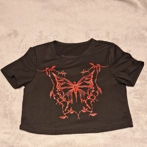 SHEIN Black Top with White Stitching